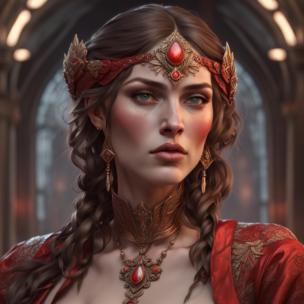 Sensual Woman in Black Corset, Hyperdetailed Portrait