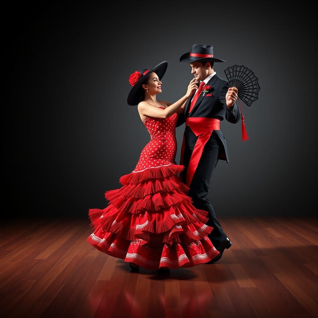 Flamenco Dance Couple in Hyperdetailed Lighting
