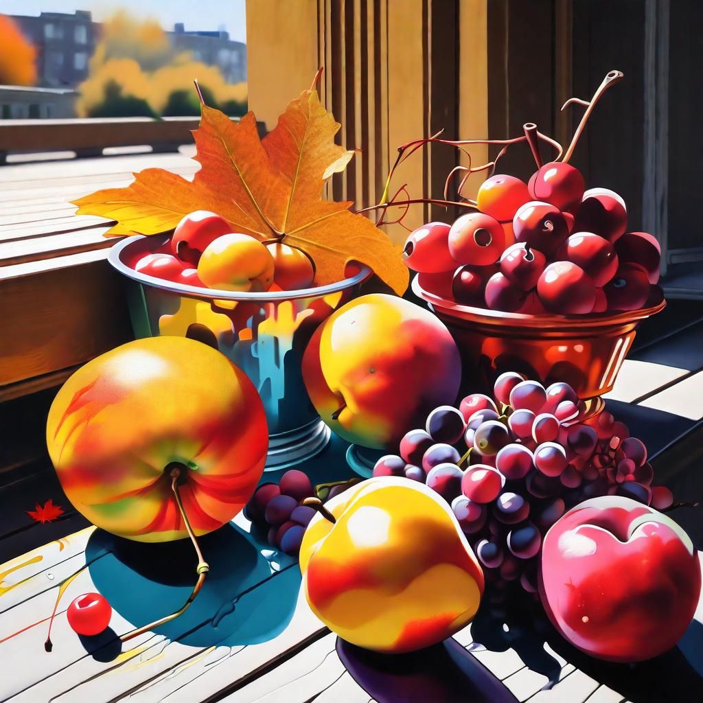 Autumn Fruits Still Life in Graffiti Art Style