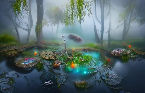 AI Image of Pond with Treasures