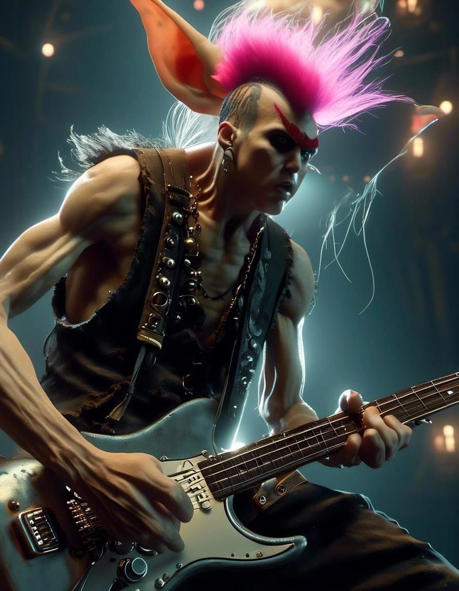 Gollum as Punk Rock Guitarist in Concert
