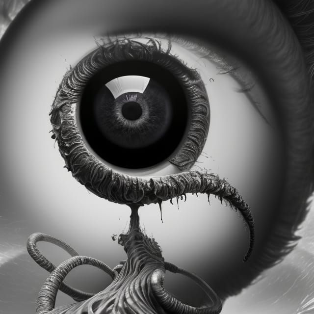 A spiraling tornado whirlwind eyeball pencil drawing