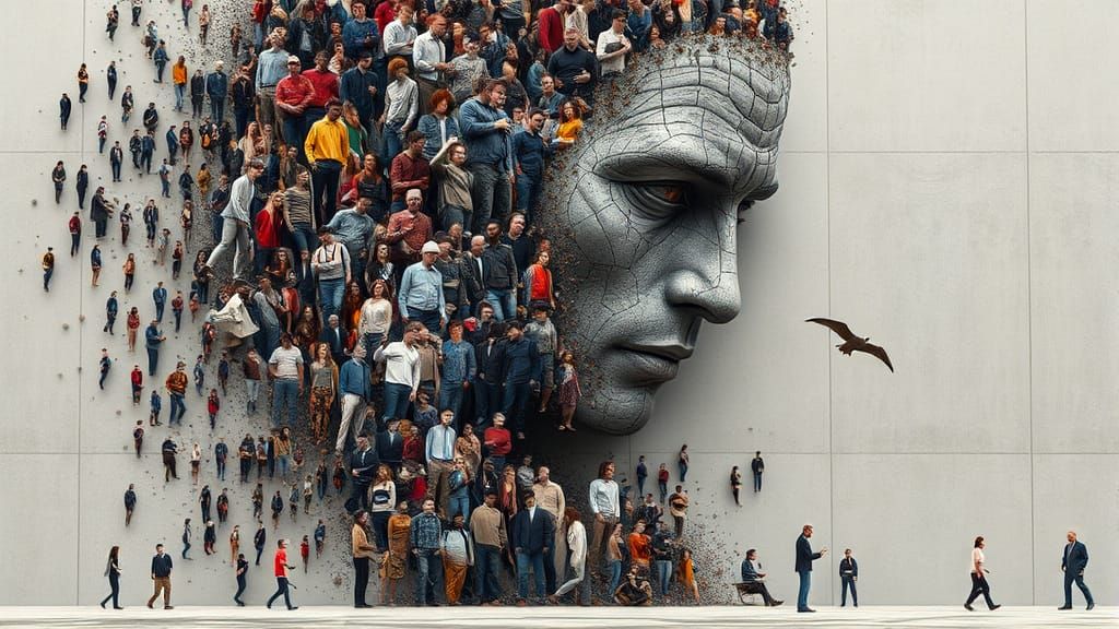Giant Human Figure Emerges From Wall