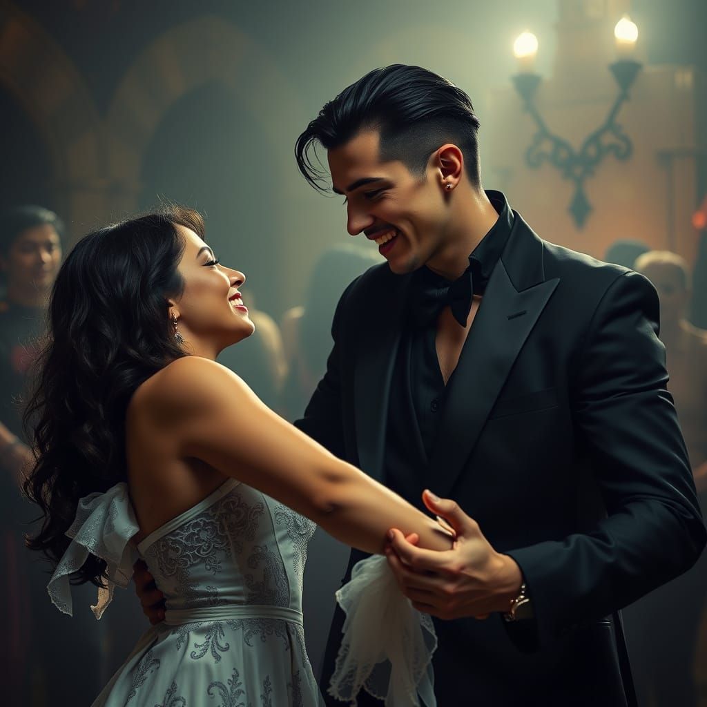 Elegant Vampire Watches Enchanting Female Dancer