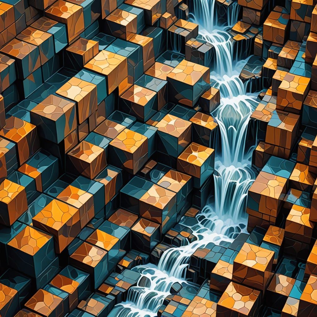 Vibrant Geometric Abstraction of Cascading Squares