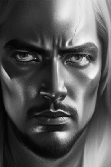 Dystopian Sci-Fi Portrait in Hyperdetailed Charcoal Style