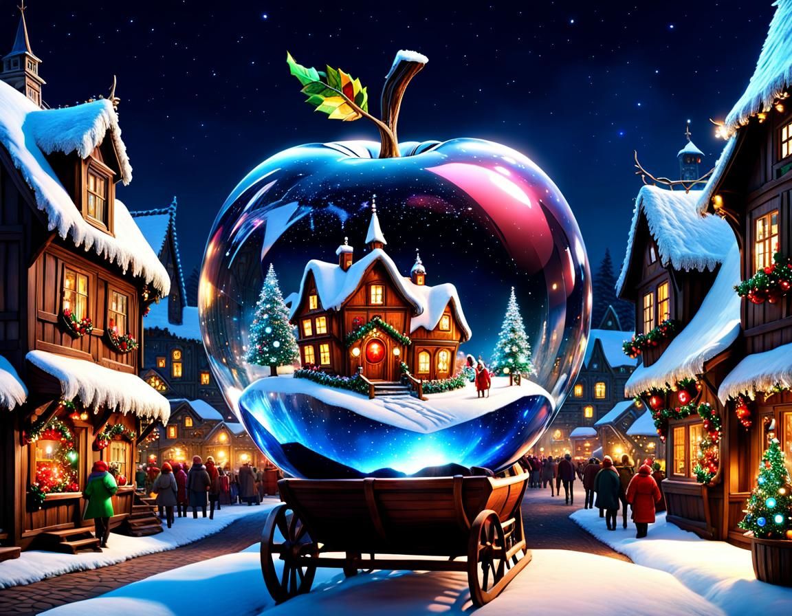 Crystal Apple Christmas Village: Dreamlike Winter Scene