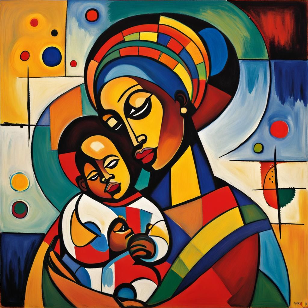 Abstract Mother and Child: Modern Art Style