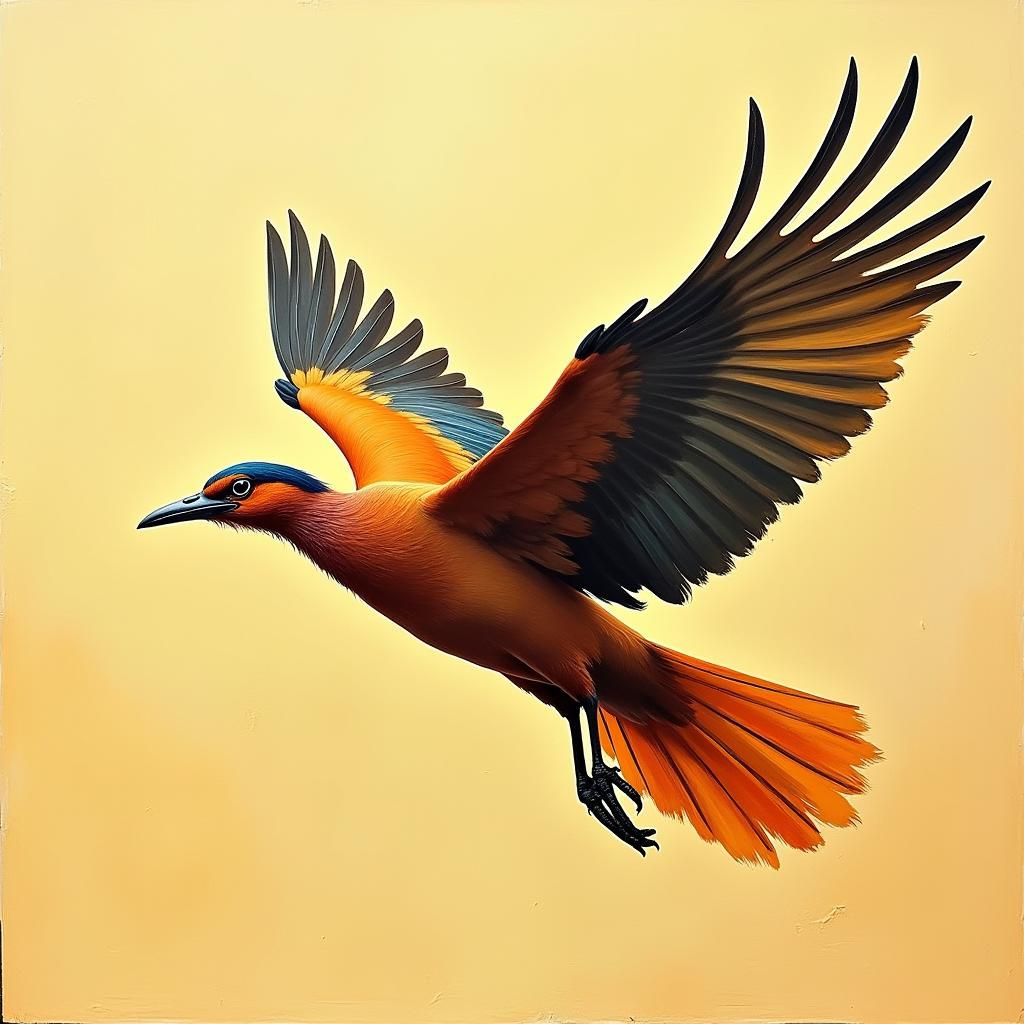 Majestic Bird Portrait in Flight, Impressionistic Style