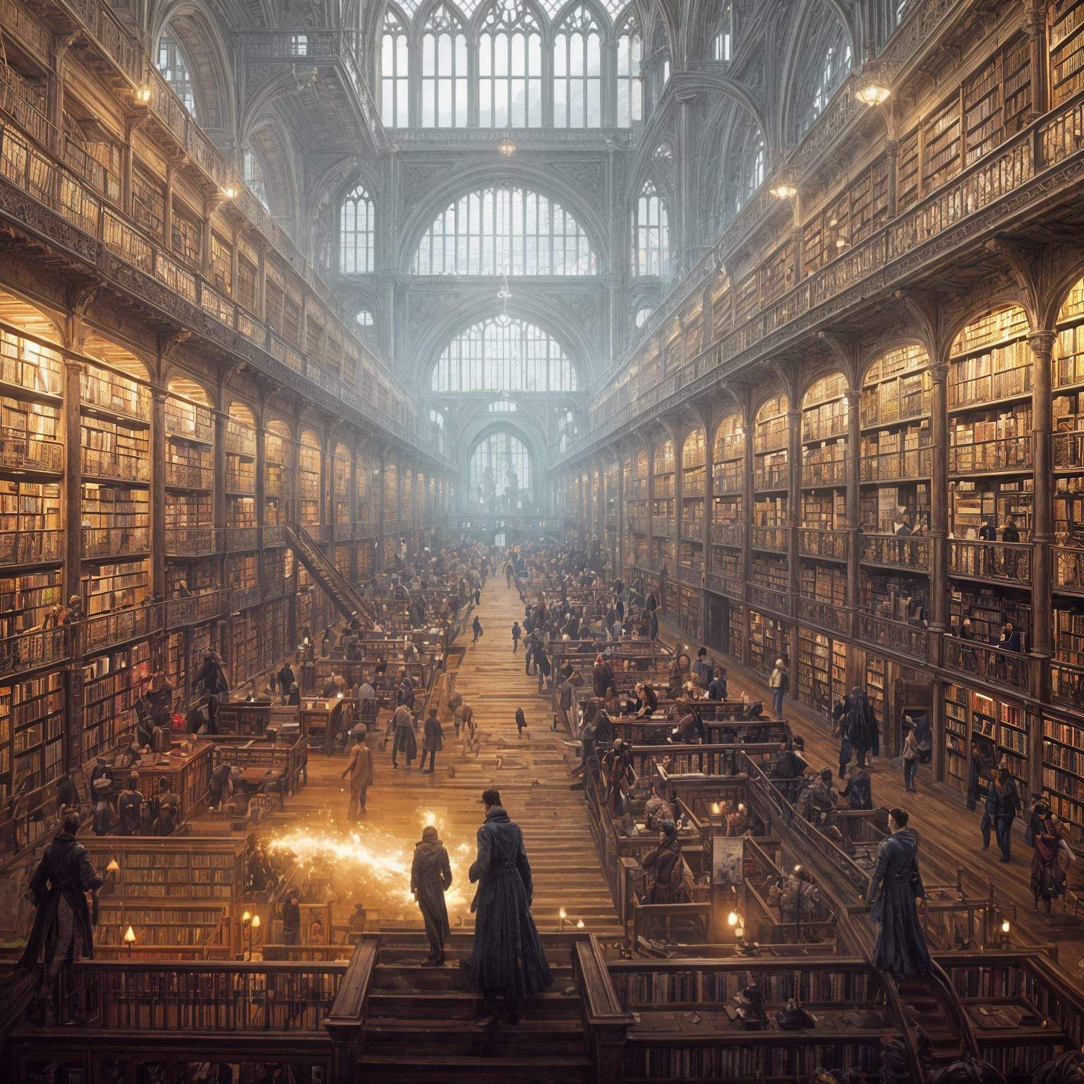 Crowded Library Concept Art in Unreal Engine