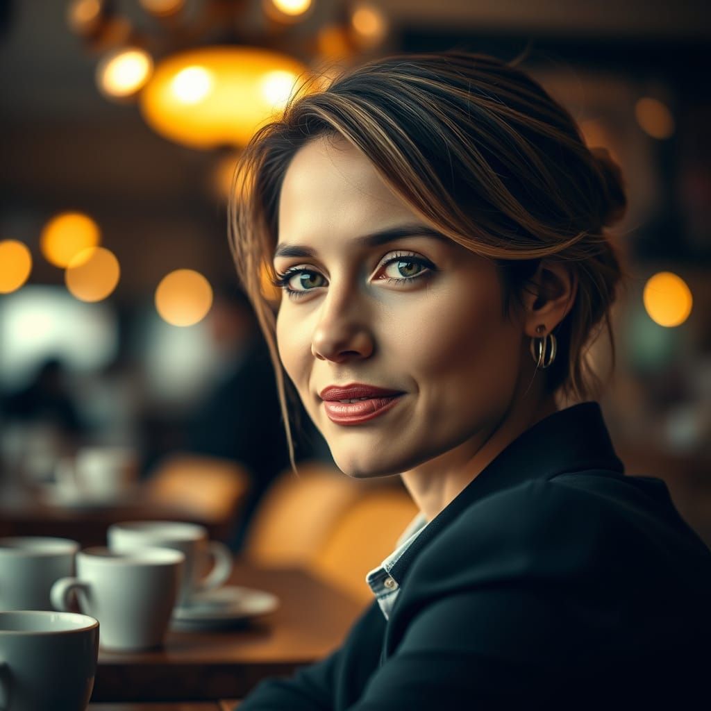 Portait of a Professional in a Warm Cafe Atmosphere