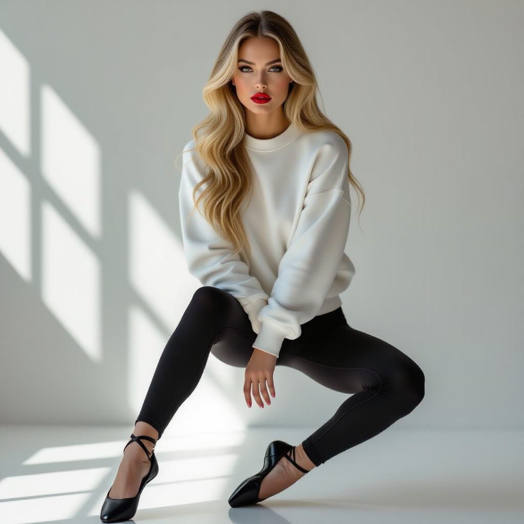 Dominant Ballerina in High-Fashion Photorealistic Style