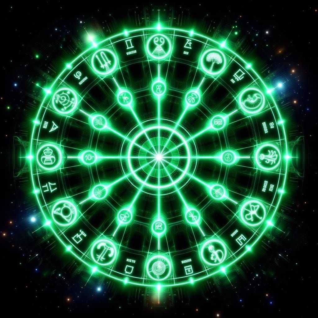Vibrant Zodiac Wheel in Solid Green