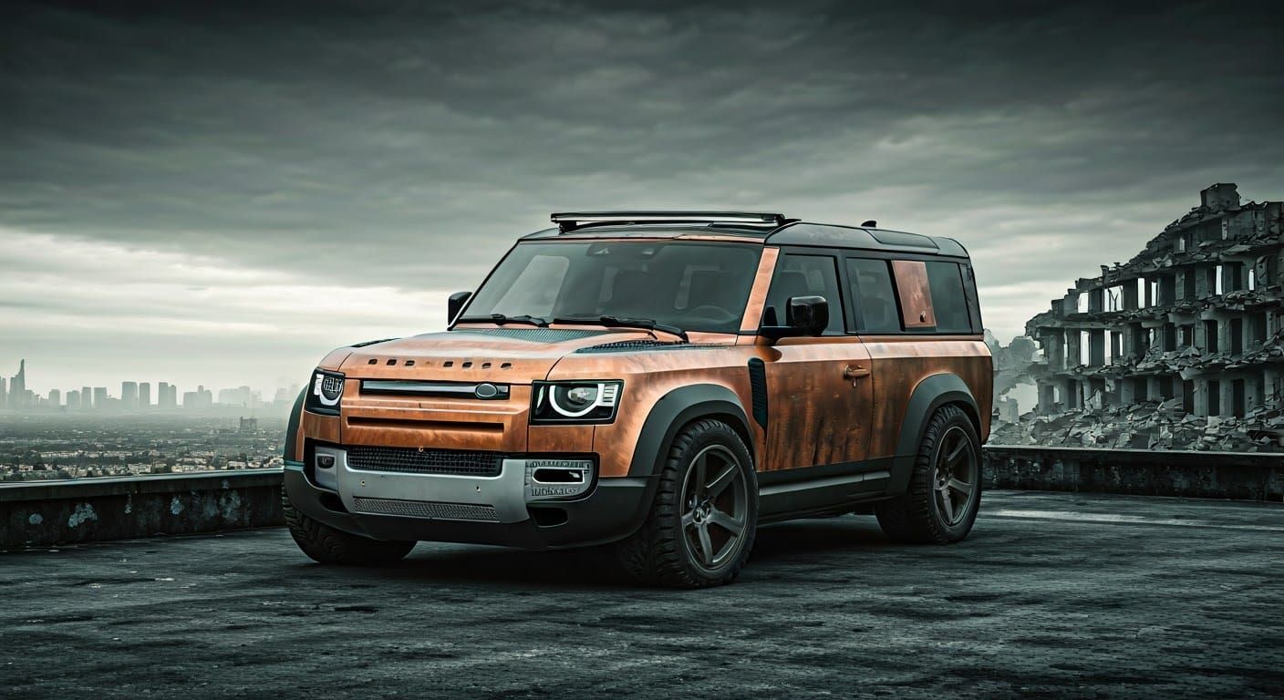 Abandoned Land Rover Defender 130 Amidst Ruins