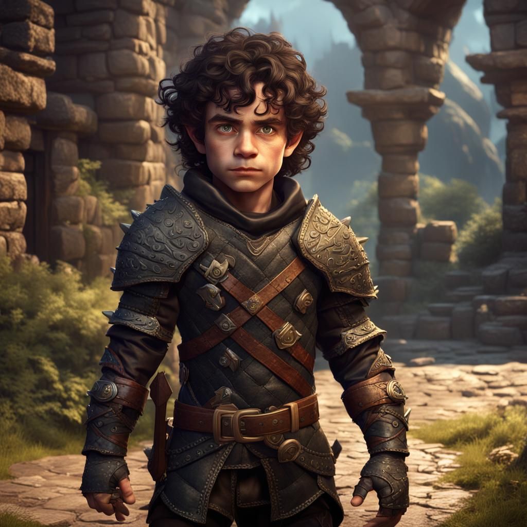 Charming Halfling Rogue Thief Portrait in Detailed Matte Sty...