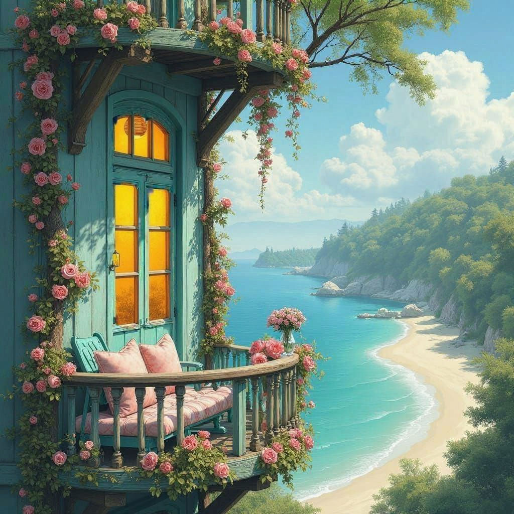 Victorian Mansion Balcony Oasis Overlooking Sandy Beach