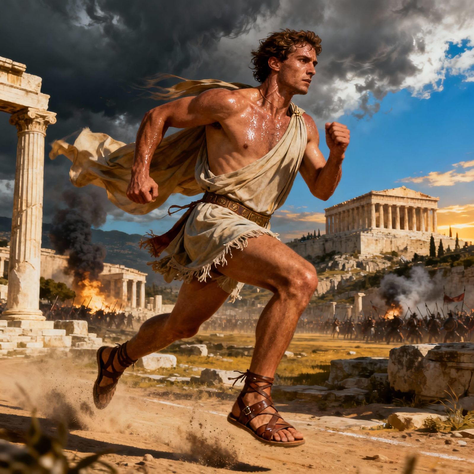 Hyper-Realistic Painting of Greek Runner Philippides