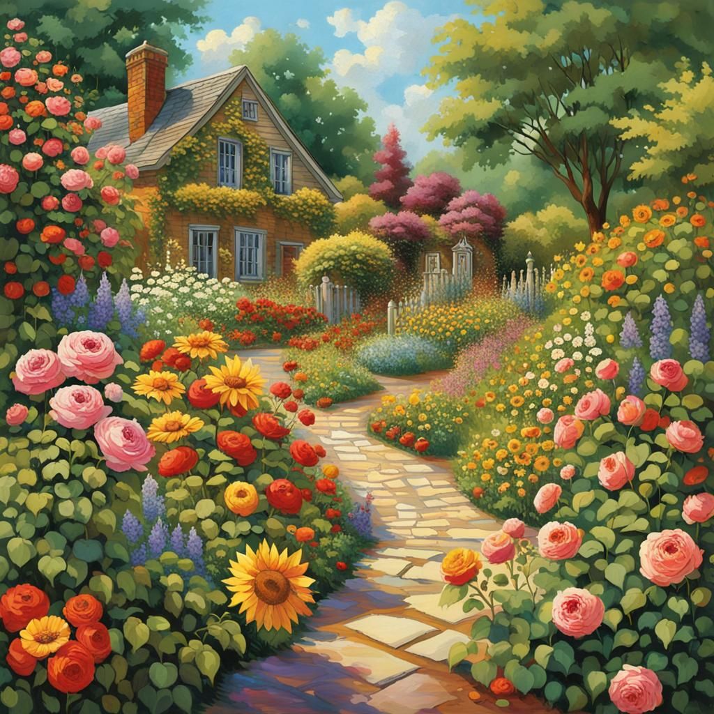 Ethereal Garden Scene as Fantasy Painting