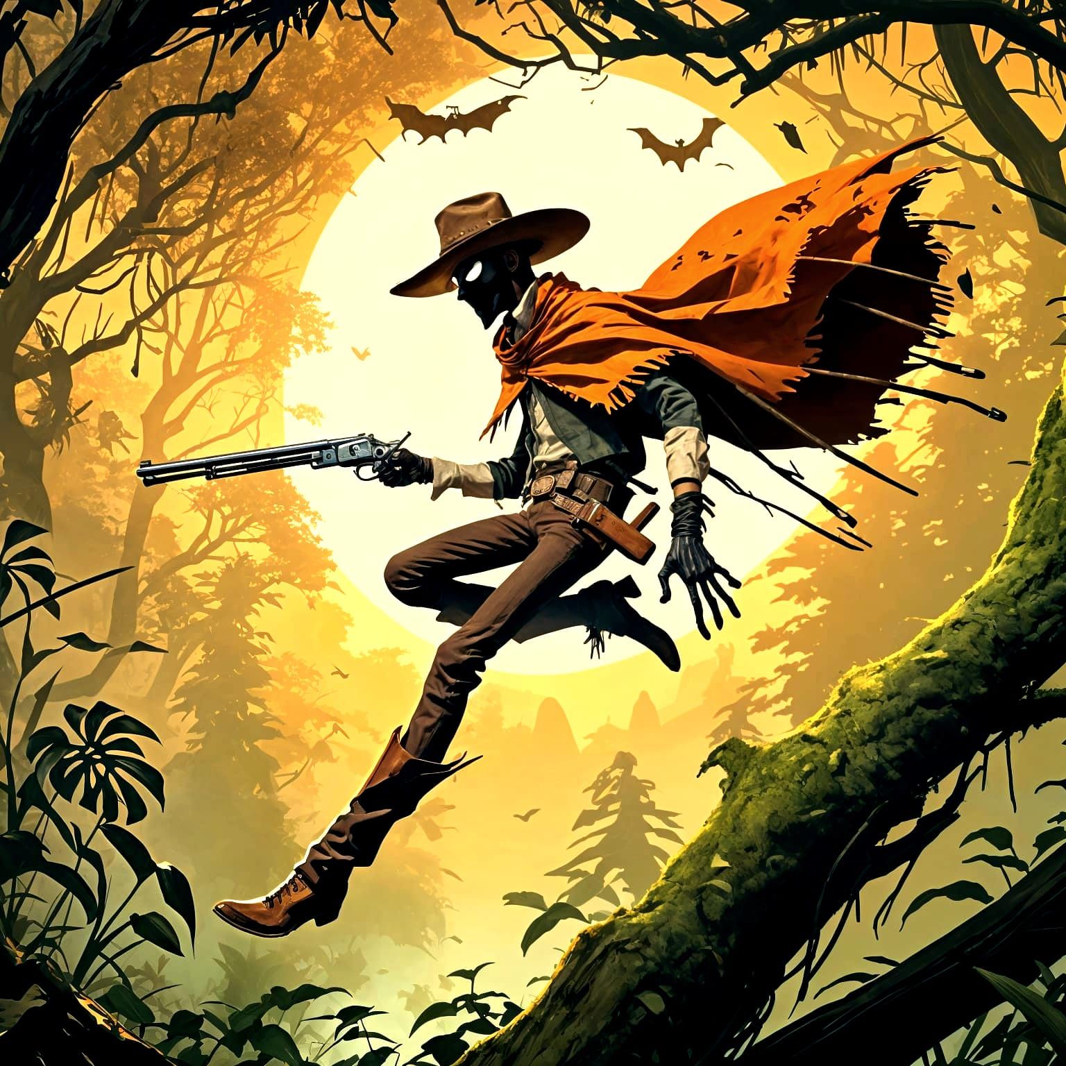 Spider Cowboy Leaps Through Rainforest Canopy