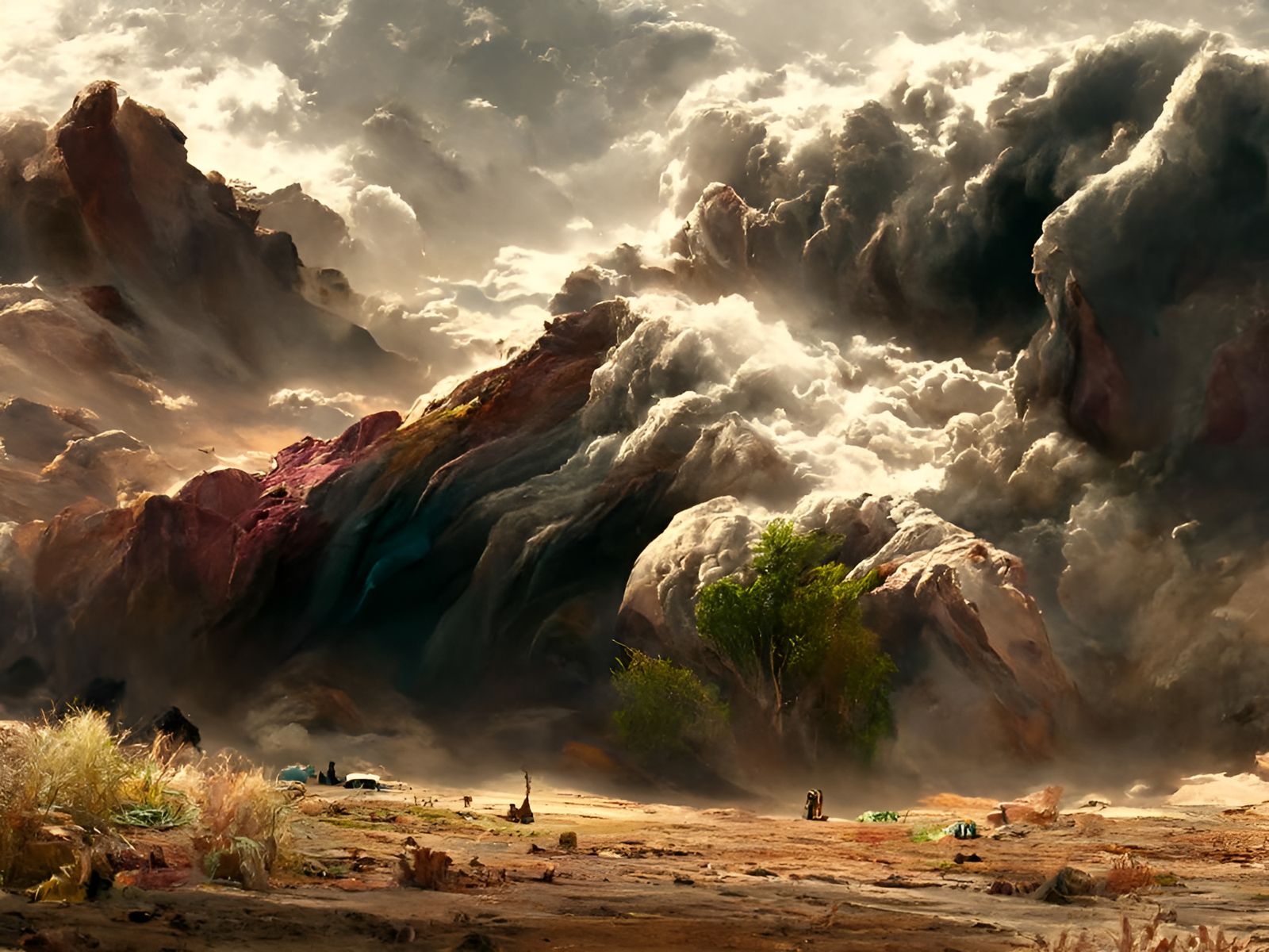 Epic Desert Dust Storm Landscape Painting