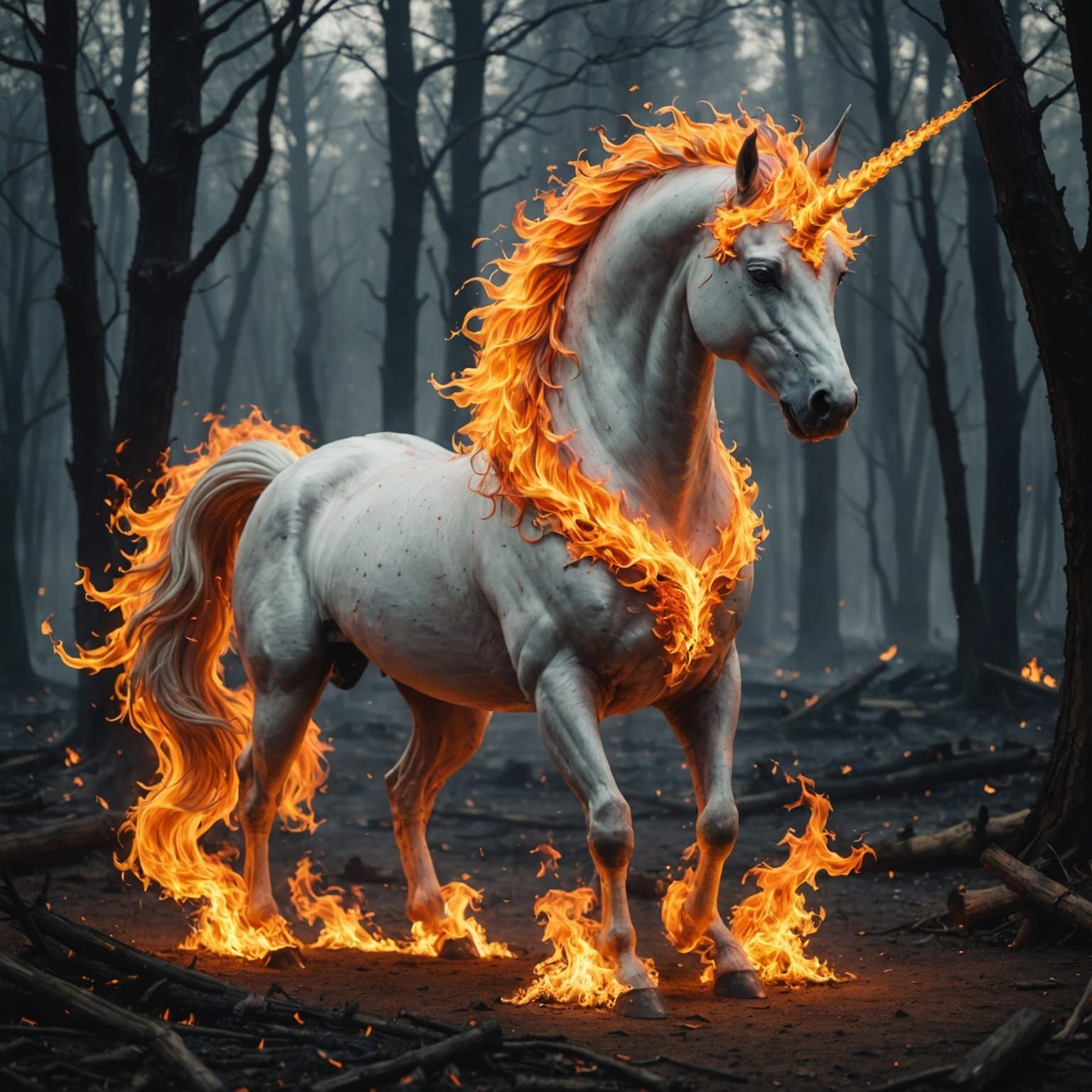 Fiery Mythical Unicorn