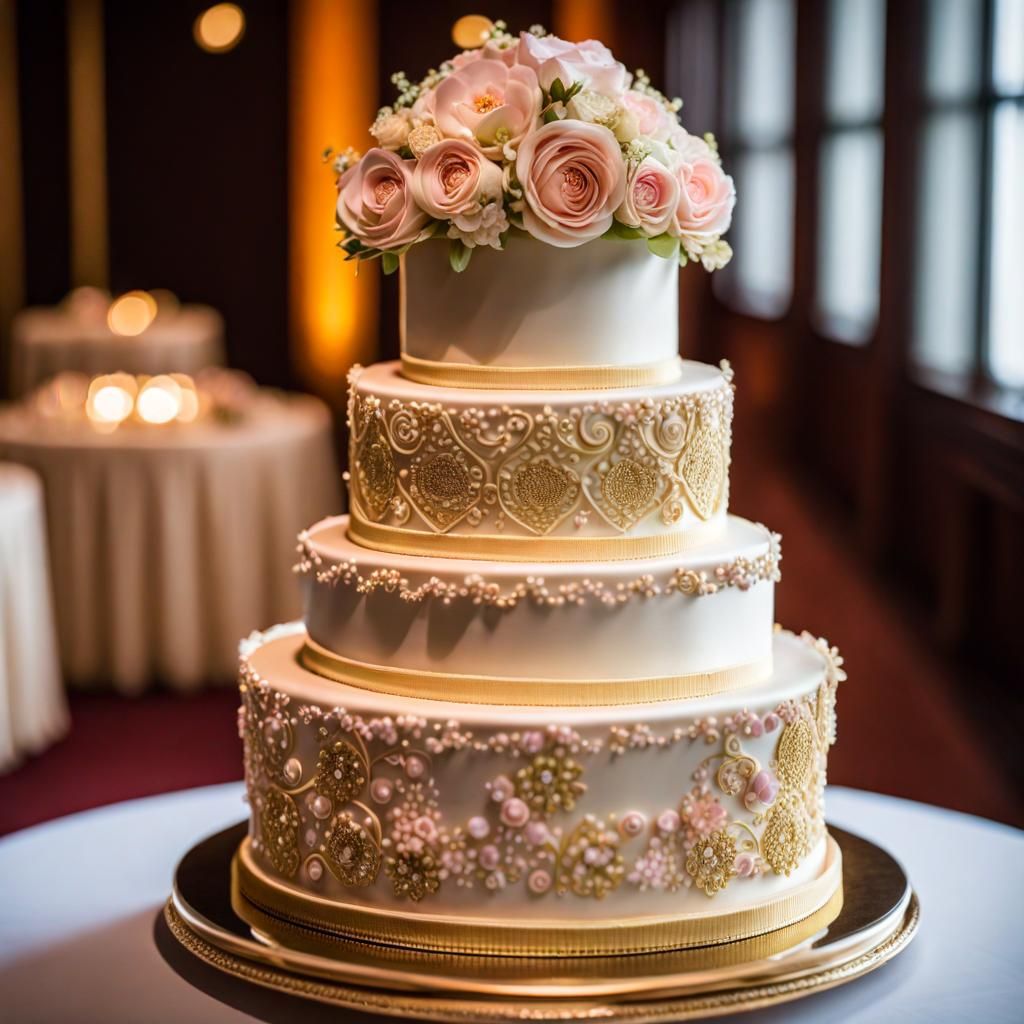 Luxury Wedding Cake with Intricate Floral Details
