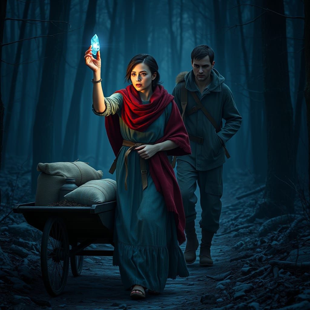 Medieval Escape in a Dark Winter Forest