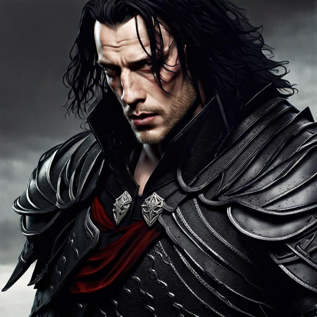 Vampire Raven Knight in Dark Fantasy Style