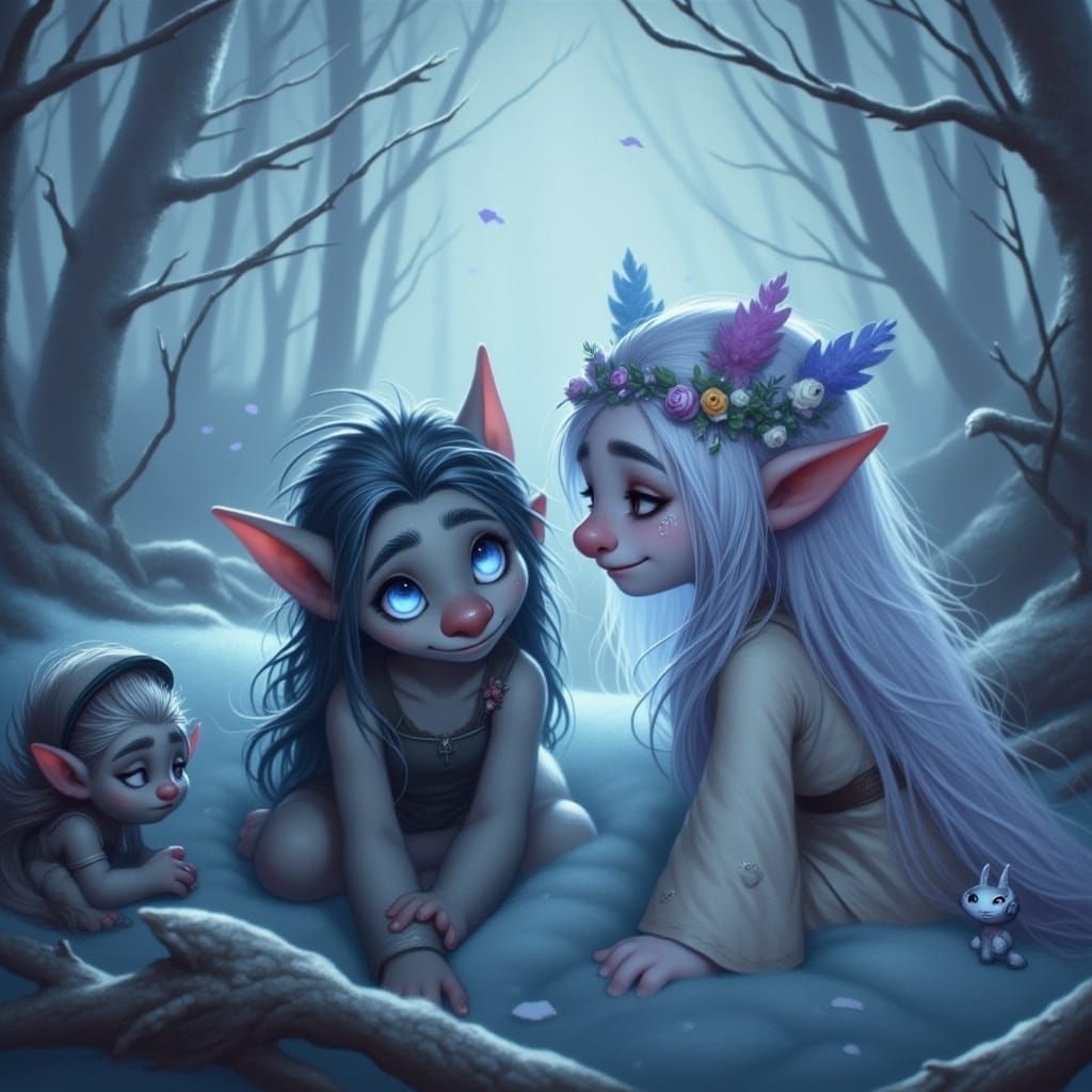 Friendly Creature Investigates Sleeping Elf Maiden in Whimsi...