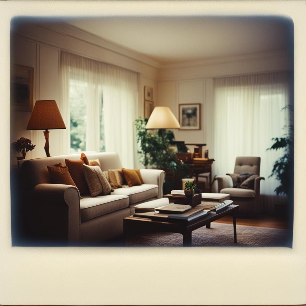 1980s Living Room in an Instant Photograph