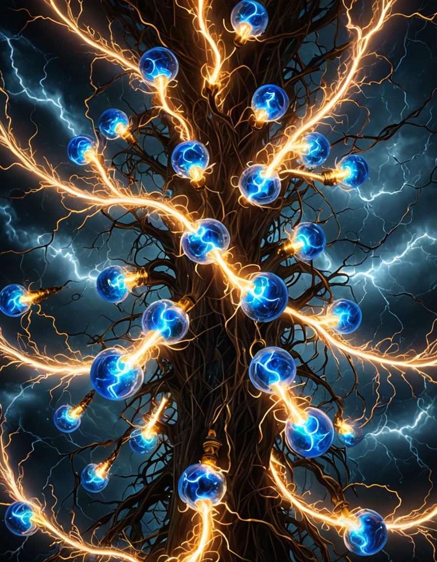 Electric Fractal Lightning Storm in Digital Art