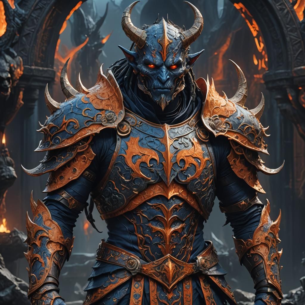 Detailed Demon Warrior in Fantasy Matte Painting