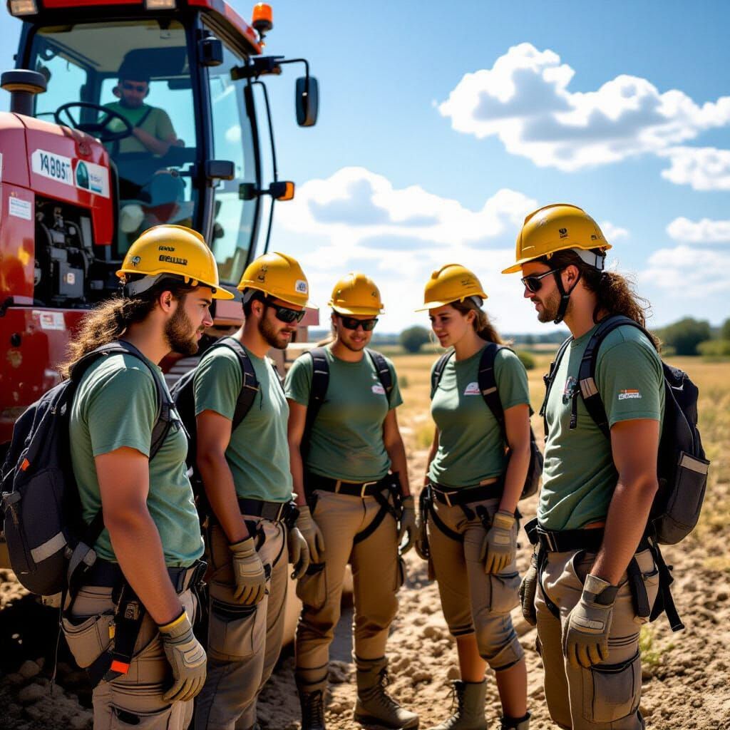 Italian Geologists Surveying in Sun-baked Field