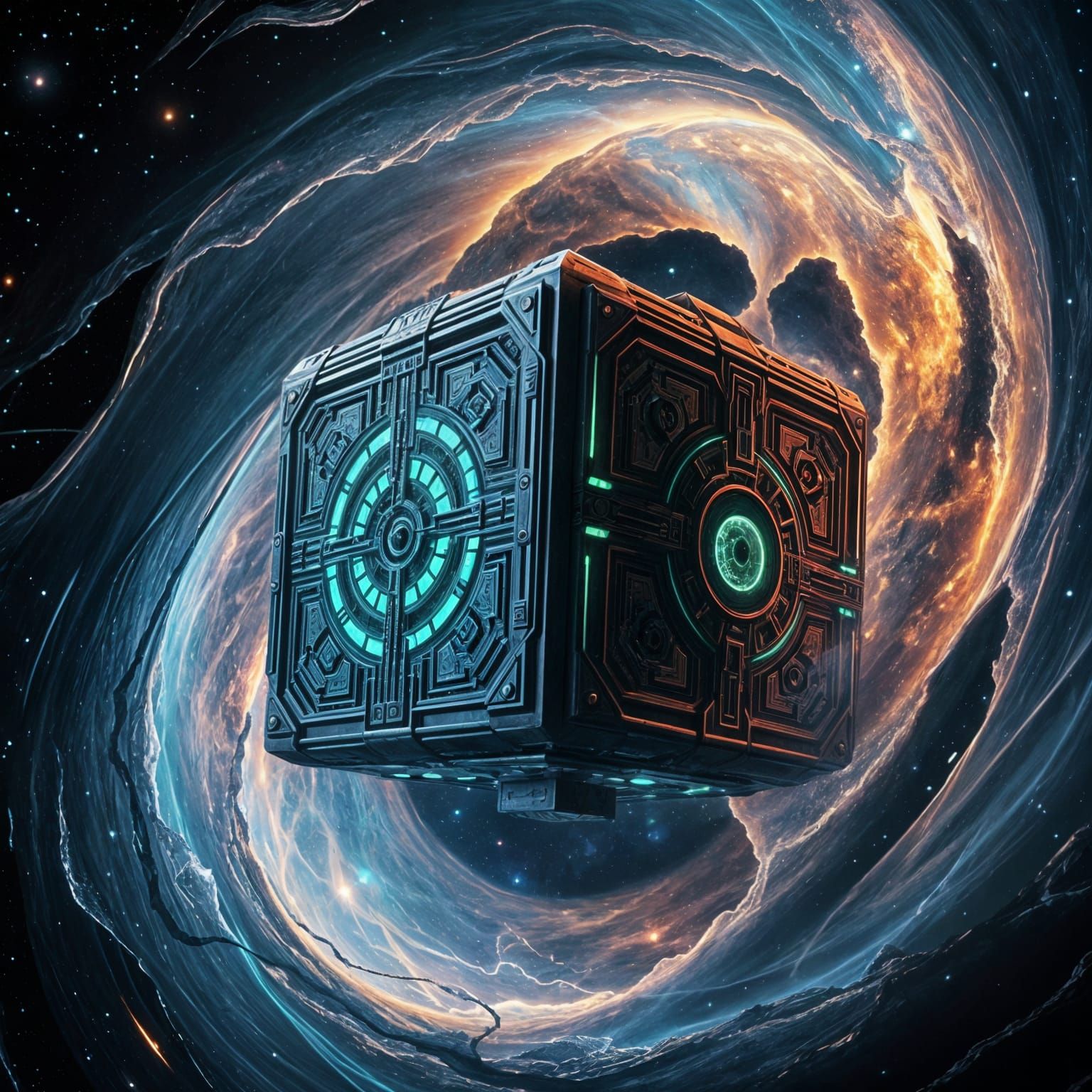 Borg Spacecraft Emerges from Cosmic Vortex in Stunning Galax...