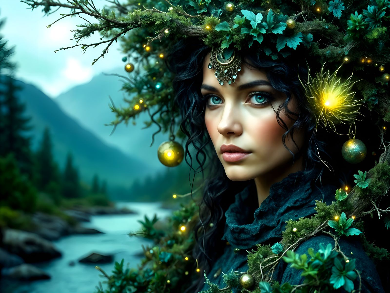 Ethereal Woman Merging With Dreamlike Landscape