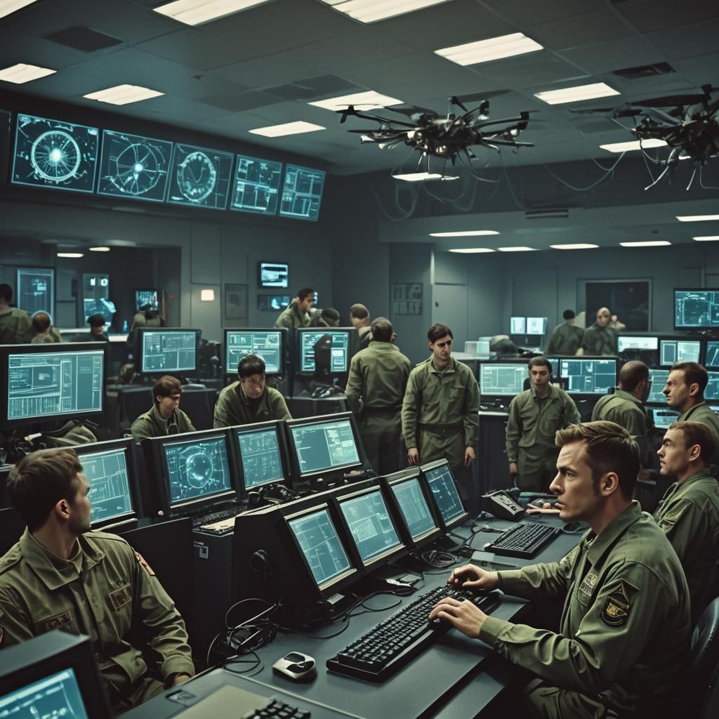 Dramatic Cyber Warfare Operation Room Film Still