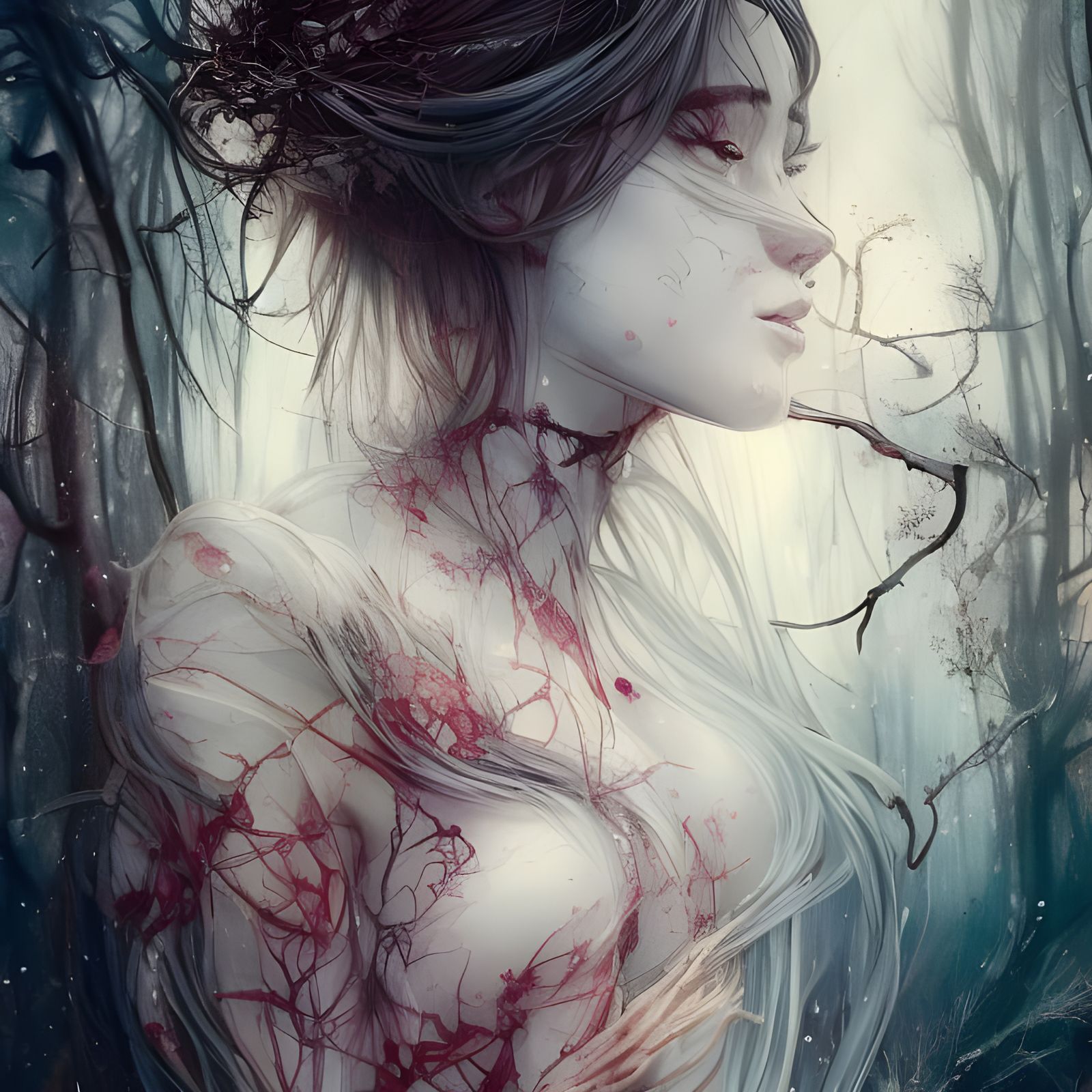 Magical Winter Forestscape Digital Art