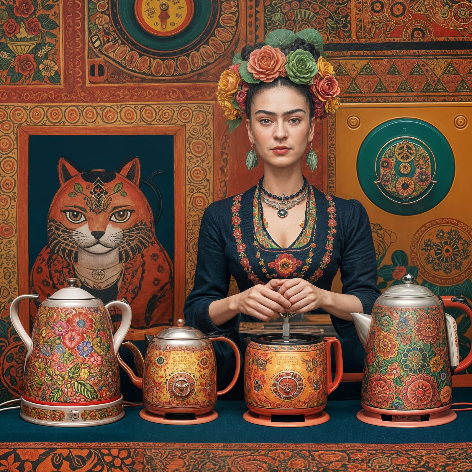 Frida Kahlo Inspired Kitchenware in Vibrant Folk Art Style