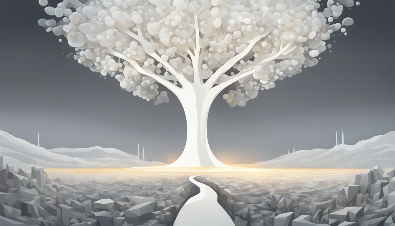 Angelic Tree in Abstract Wasteland: Typographic Art