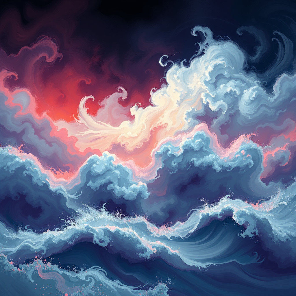 Abstract Stormy Clouds in a Futuristic Landscape