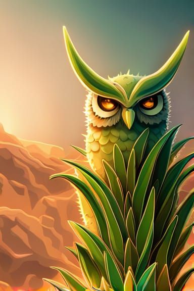 Cute Aloe Vera Owl, an Owlade of Aloe Vera cactus plants.  B...