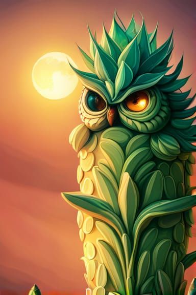 Cute Aloe Vera Owl, an Owlade of Aloe Vera cactus plants.  B...