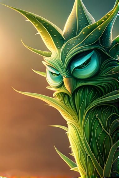 Cute Aloe Vera Owl, an Owlade of Aloe Vera cactus plants.  B...