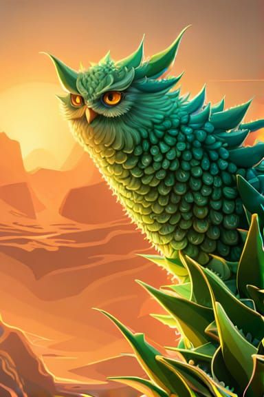Cute Aloe Vera Owl, an Owlade of Aloe Vera cactus plants.  B...
