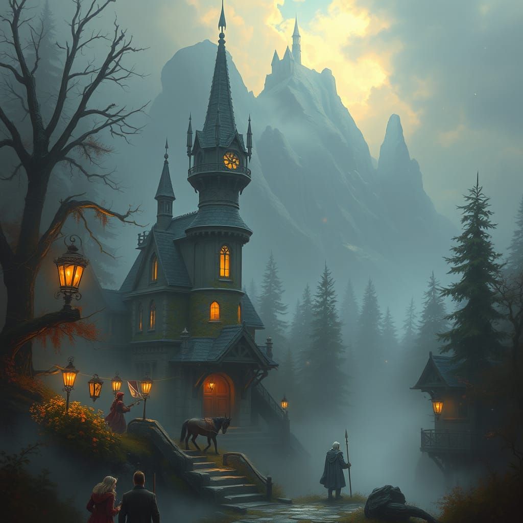 Ethereal Fantasy Landscape in Whimsical Style