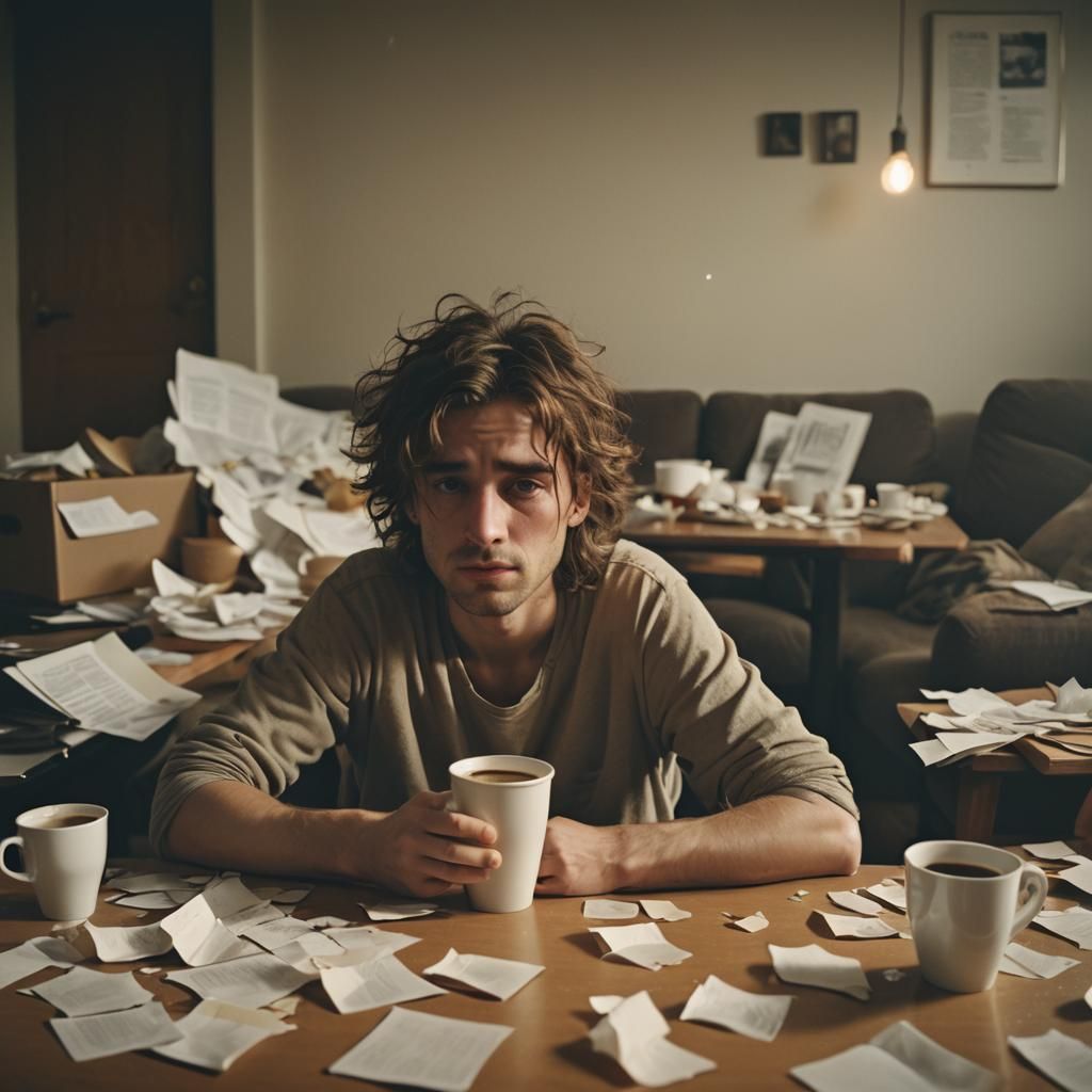 Disheveled Figure Basks in Warm Spotlight