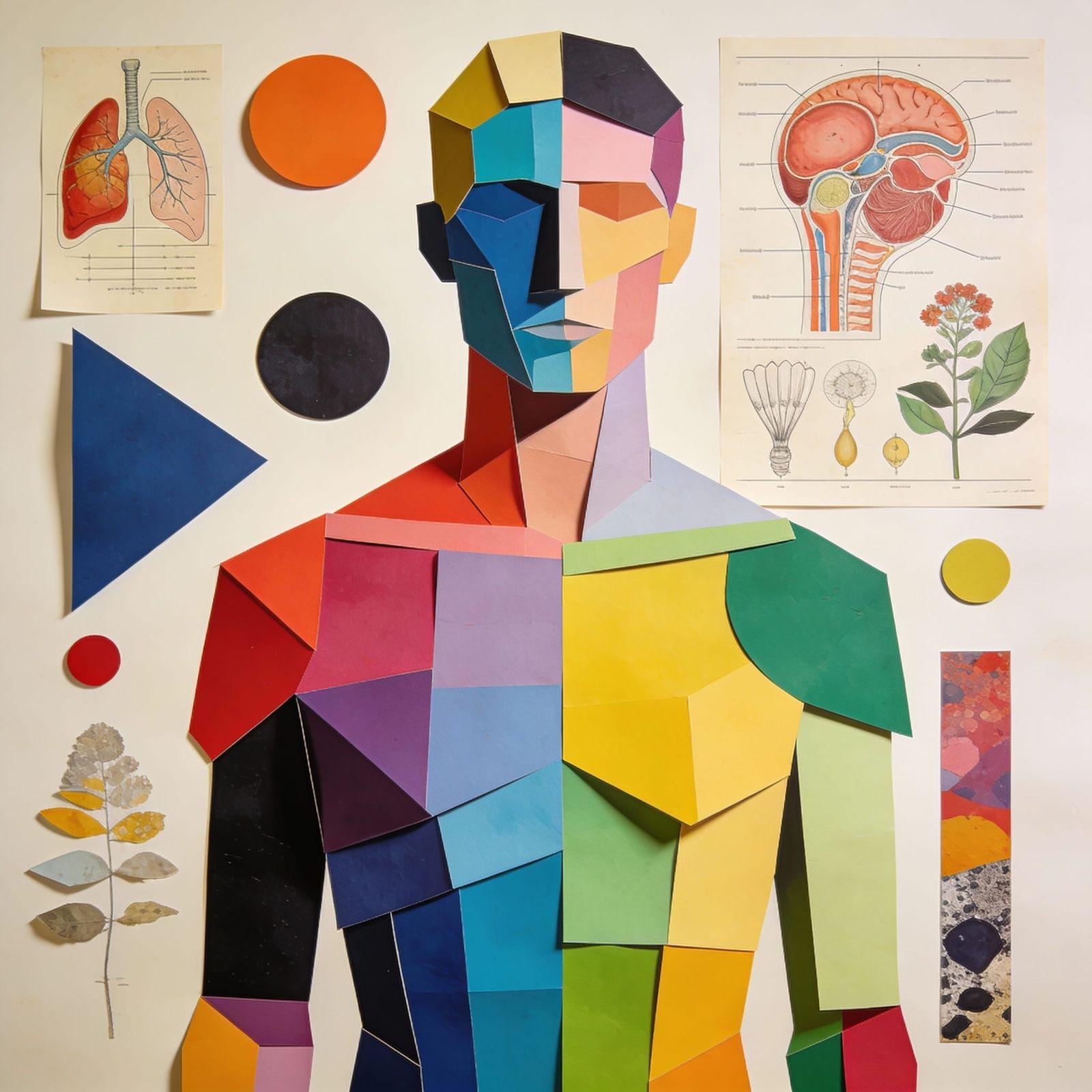 Surreal Geometric Figure Collage Art