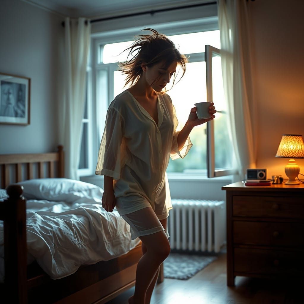 Sleepy Morning in a Summer Bedroom