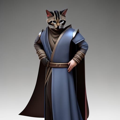 Anakin Skywalker Cat Cosplay: 3D Rendered Art