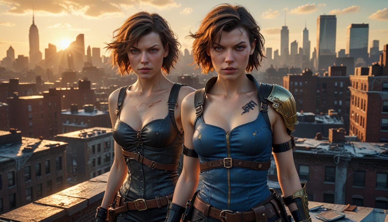 Milla Jovovich as Post-Apocalyptic Alice in Sunset New York